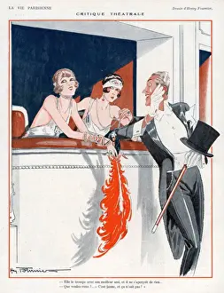 Clothes Clothing Prints: La Vie Parisienne 1924 1920s France H Fournier illustrations boxes feathers mens
