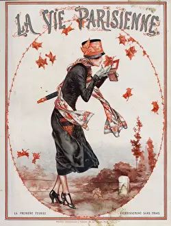 French Artwork Prints: La Vie Parisienne 1924 1920s France Herouard magazines illustrations Autumn leaves