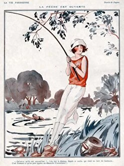 French Artwork Collection: La Vie Parisienne 1924 1920s France Jacques illustrations woman women fishing for men