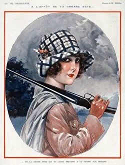 French Artwork Collection: La Vie Parisienne 1924 1920s France Maurice Milliere illustrations hunting rifles