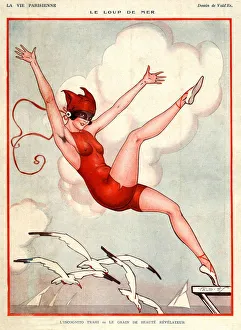La Vie Parisienne 1924 1920s France Valdes illustrations womens swimming costumes