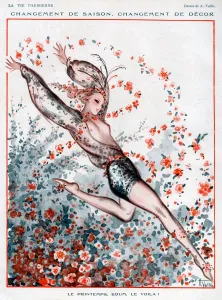 Nineteen Twenties Prints: La Vie Parisienne 1924 1920s France A Vallee illustrations erotica flowers