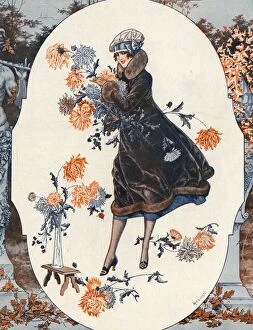 French Artwork Collection: La Vie Parisienne 1925 1920s France Herouard flowers arranging womens coats illustrations