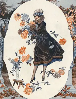 Horticulture Prints: La Vie Parisienne 1925 1920s France Herouard flowers arranging womens coats illustrations