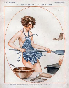 French Artwork Prints: La Vie Parisienne 1926 1920s France cc cooking erotica pancakes naked chefs