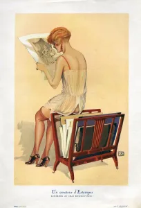 French Artwork Prints: La Vie Parisienne 1926 1920s France cc erotica nightgowns nightdresses womens reading