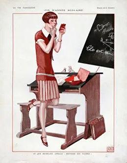 La Vie Parisienne 1926 1920s France cc school education lipstick make-up applying