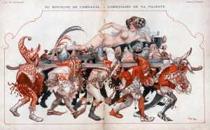French Artwork Prints: La Vie Parisienne 1926 1920s France Herouard party invitations orgy orgies jesters