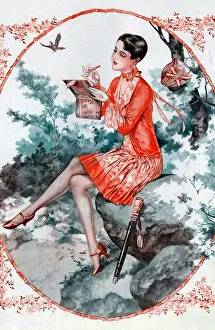 Beauty Prints: La Vie Parisienne 1927 1920s France cc applying makeup make-up lipsticks