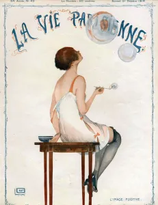 Womens Prints: La Vie Parisienne 1927 1920s France cc bubbles nightwear nightgowns erotica womens