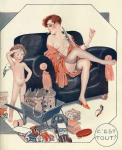 Nineteen Twenties Prints: La Vie Parisienne 1927 1920s France cc cherubs erotica relaxing stockings glamour