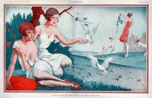 French Artwork Prints: La Vie Parisienne 1927 1920s France cc doves birds goats erotica relaxing