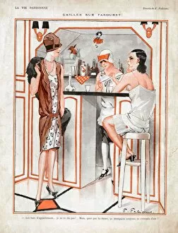 French Artwork Collection: La Vie Parisienne 1927 1920s France cc girls drinking bars gossiping chatting art