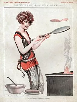 French Artwork Collection: La Vie Parisienne 1929 1920s France cooking pancakes day shrove uesday