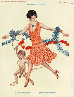 Dancers Prints: La Vie Parisienne 1930 1930s France cc cherubs new years eve party celebrations party