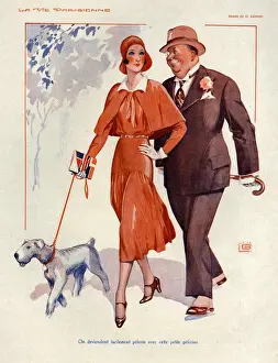 La Vie Parisienne 1930s France cc dogs walking sugar daddy daddies woman women