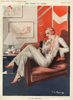 French Artwork Prints: La Vie Parisienne 1931 1930s France cc womens dogs relaxing