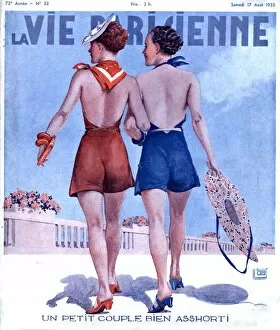 French Artwork Collection: La Vie Parisienne 1935 1930s France magazines womens walking glamour swimwear bathing
