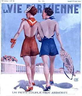 Clothes Clothing Prints: La Vie Parisienne 1935 1930s France magazines womens walking glamour swimwear bathing