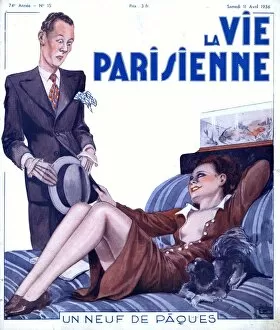 French Artwork Collection: La Vie Parisienne 1936 1930s France magazines couples beds dogs affairs