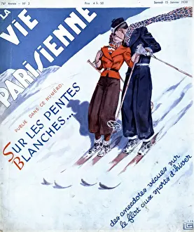 La Vie Parisienne 1938 1930s France magazines winter sports kissing skiing couples