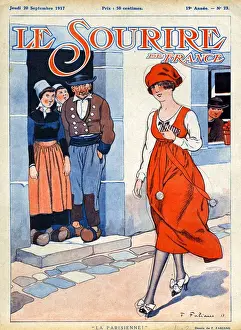 Nineteen Tens Prints: Le Sourire 1917 1910s France cc magazines youth walking watching