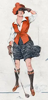 1910s Prints: Le Sourire 1919 1910s France golf womens illustrations