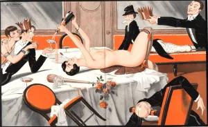 Nineteen Twenties Prints: Le Sourire 1920s France erotica drunks orgies champagne party magazines