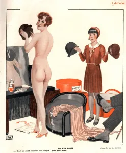 Advertising Prints: Le Sourire 1920s France erotica sales hats