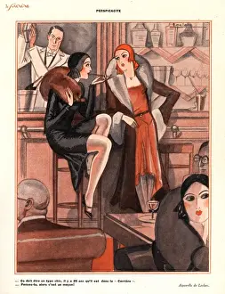 French Artwork Prints: Le Sourire 1920s France glamour bars cocktails alcohol evening-dress cigarettes