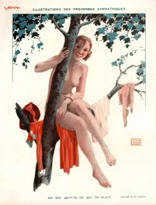 Nineteen Twenties Prints: Le Sourire 1920s France glamour erotica naturists naked climbing trees nudes magazines