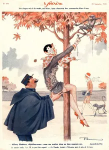 French Artwork Prints: Le Sourire 1920s France glamour erotica police climbing trees magazines