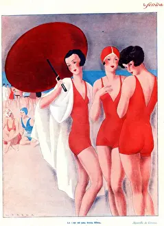 French Artwork Prints: Le Sourire 1920s France holidays swimwear swim suits swimming costumes magazines