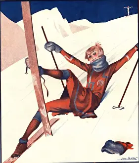 French Artwork Prints: Le Sourire 1920s France winter skiing magazines sports