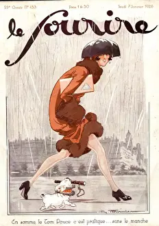 French Artwork Prints: Le Sourire 1926 1920s France seasons winter raining womens magazines