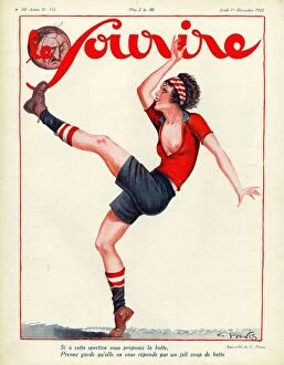 French Artwork Collection: Le Sourire 1927 1920s France football soccer glamour magazines