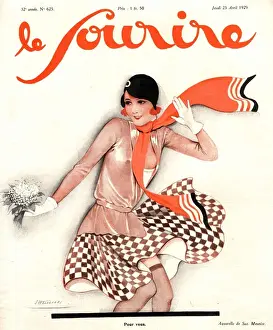 French Artwork Prints: Le Sourire 1929 1920s France glamour seasons womens spring magazines springtime clothing
