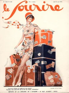 Nineteen Twenties Prints: Le Sourire 1929 1920s France luggage holidays erotica magazines