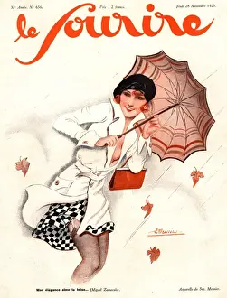 French Artwork Prints: Le Sourire 1929 1920s France seasons autumn windy winds womens magazines