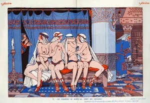 1930s Prints: Le Sourire 1930 1930s France erotica harems chastity belts keys illustrations