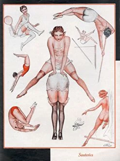 French Artwork Collection: Le Sourire 1930s France erotica keep fit exercise aerobics illustrations keep-fit