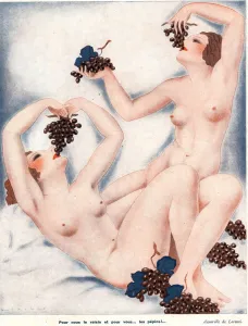 1930s Prints: Le Sourire 1930s France erotica wine grapes sex magazines