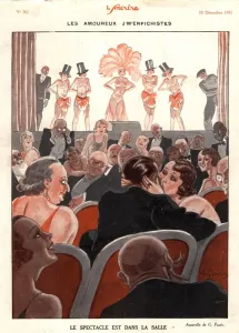 French Artwork Prints: Le Sourire 1930s France glamour kissing audiences striptease erotica magazines