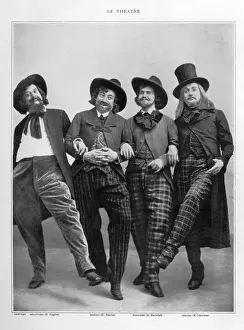 1900s Prints: Le Theatre 1900s France humour drunk drunks mates mens check trousers hats friends
