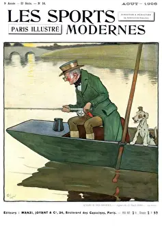 1900s Prints: Les Sports Modernes 1906 1900s France cc magazines fishing boats dogs