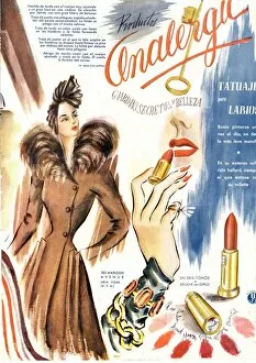 Images Dated 28th November 2008: Lipstick 1930s France cc lipstick make-up makeup applying
