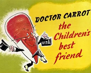 Advertising Prints: Ministry of Food 1940s UK characters carrots logos dr carrot