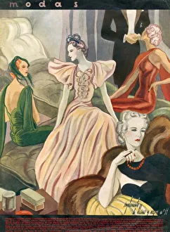 Modas 1936 1930s France cc womens dresses evening-dress eveningwear Modas 1936 1930s France cc womens dresses evening-dress eveningwear