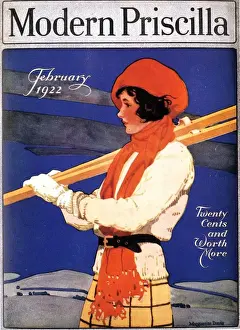 Sports Prints: Modern Priscilla 1922 1920s USA winter sport skiing magazines