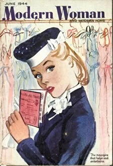 Images Dated 29th November 2003: Modern Woman 1944 1940s UK womens ration book rationing portraits magazines